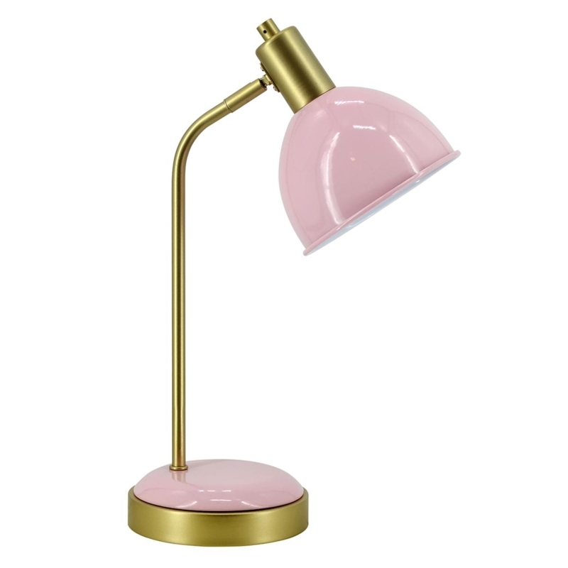 Desk Lamp Matte Dome Shade Gold Curved Neck Glam Study Light