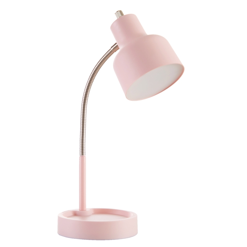 Desk Lamp Matte Finish Flexible Neck Catch-All Base AC Outlet Task