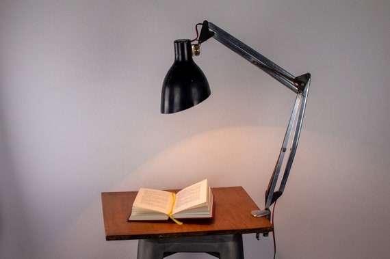 Desk Lamp Pantograph Mechanism Stepped Base Vintage Task Light