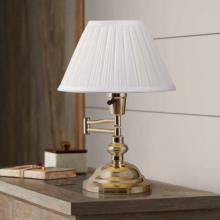 Desk Lamp Polished Brass Swing Arm with Tiered Base