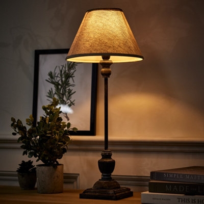 Desk Lamp Stately Traditional Dark Brushed Wood Urn Base Tall