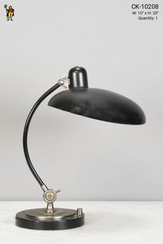 Desk Lamp Vintage Industrial Curved Arm Dome Shade Satin Finish