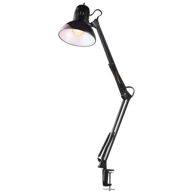 Desk Lamp Vintage Style Matte Black Swing Arm Clamp-On Base