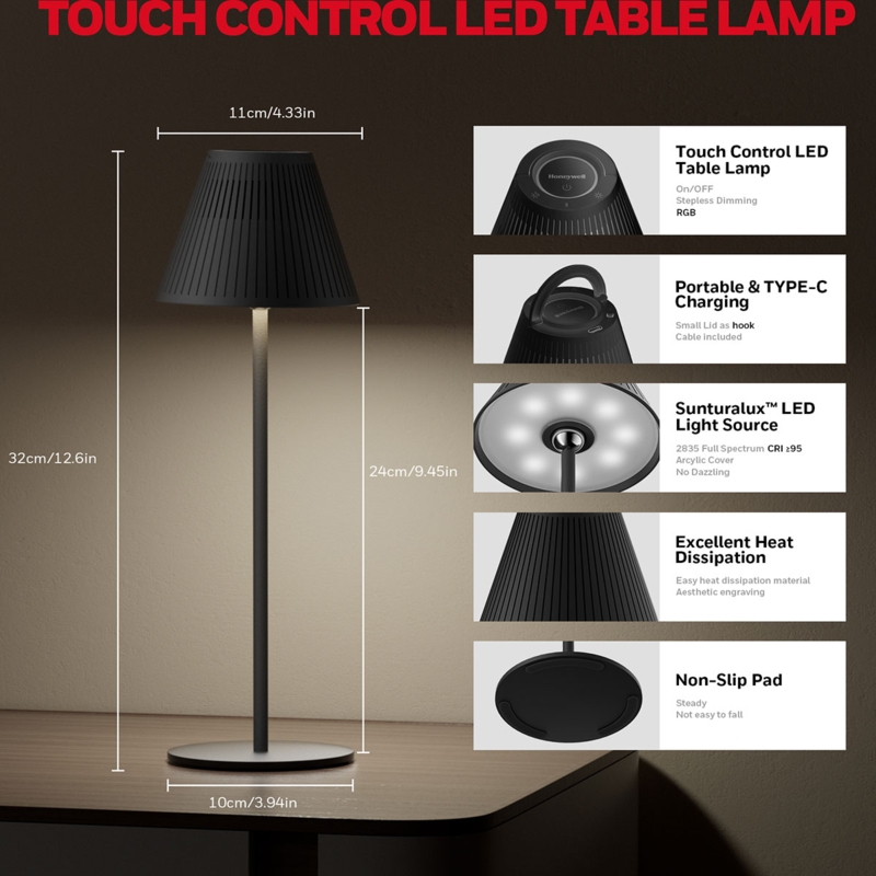 Desk Lamps Cordless Matte Black Telescopic Neck Disc Head Task