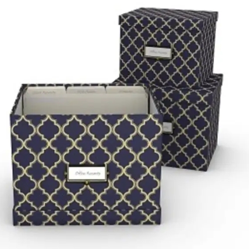 Desk Organizer Set Navy Leather-Like with Contrast Stitching