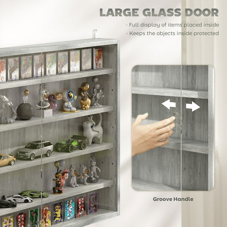 Display Cabinet Grey Glass Doors Wall Mounted Glass Display Case (66 chars)