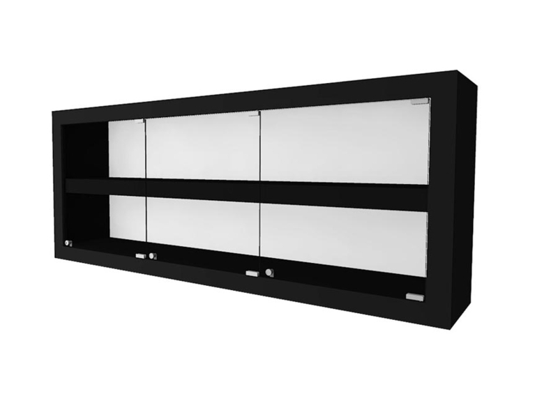 Display Case Wall Mounted Glass Integrated Lighting Black Frame