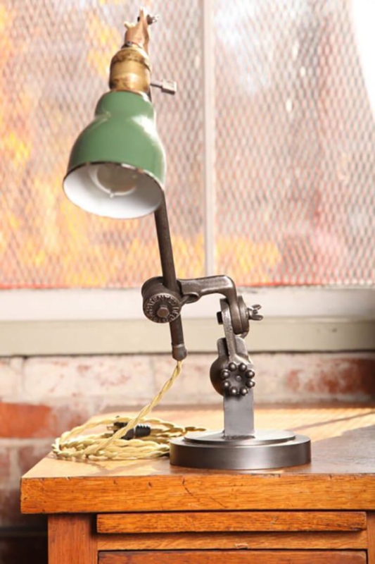 Distressed Teal Desk Lamp Vintage Industrial Enamel Shade