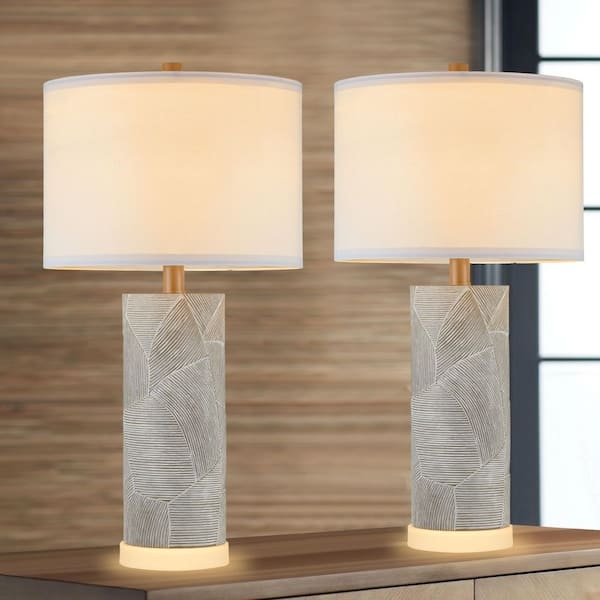 Distressed White Lamp Set of 2, Classic Urn Base Shape.