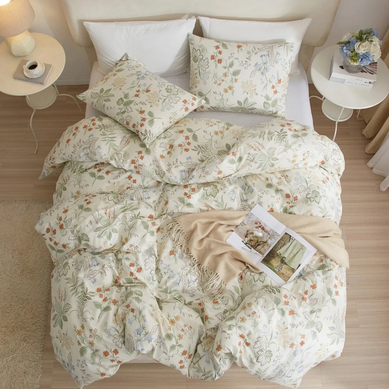 Ditsy Floral Duvet Cover Set Sage Green Vintage Cottagecore Bedding