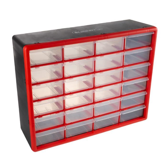 Drawer Organizer 24 Drawer Translucent Red Bins Craft Room Storage Solution