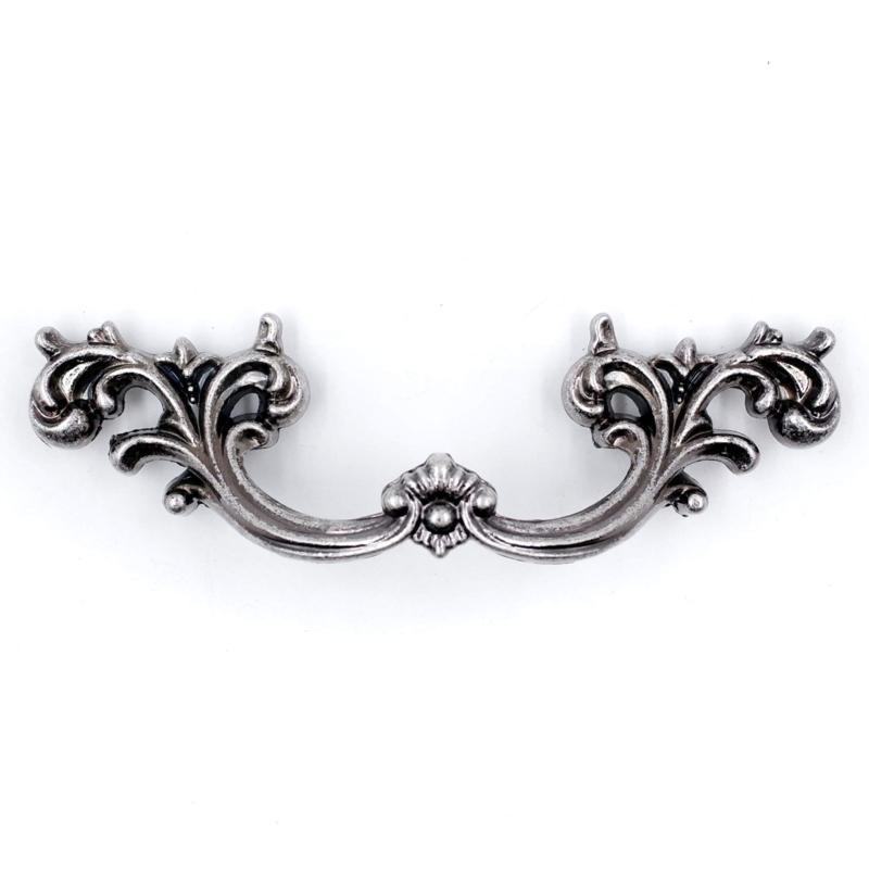 Drawer Pull Aged Silver French Provincial Ornate Bail