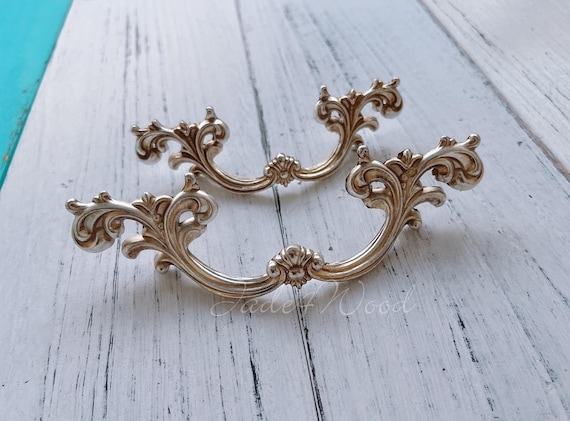 Drawer Pull Antique Silver Ornate Bail Handle Filigree