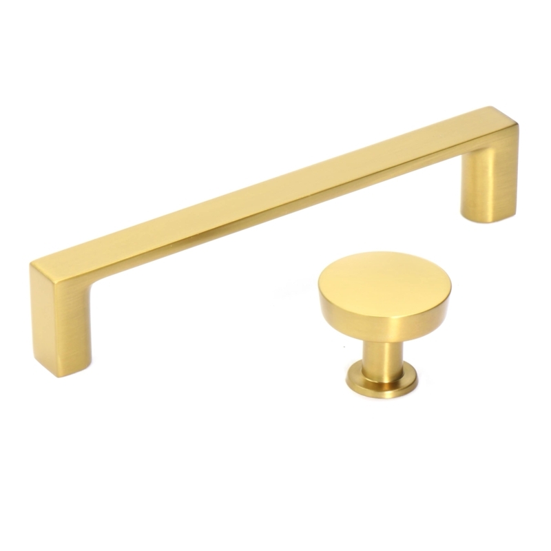 Drawer Pull: Brushed Finish Rectangular Bar with Minimalist Straight Lines