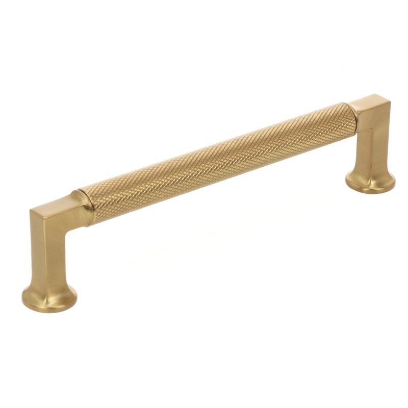 Drawer Pull: Brushed Gold Rectangular Profile for Teal Contrast