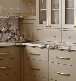 Drawer Pull: Brushed Nickel Rectangular Bar with Rounded Backplates