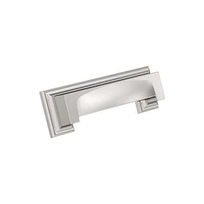Drawer Pull, Brushed Nickel with Rectangular Bar and Cylindrical Posts
