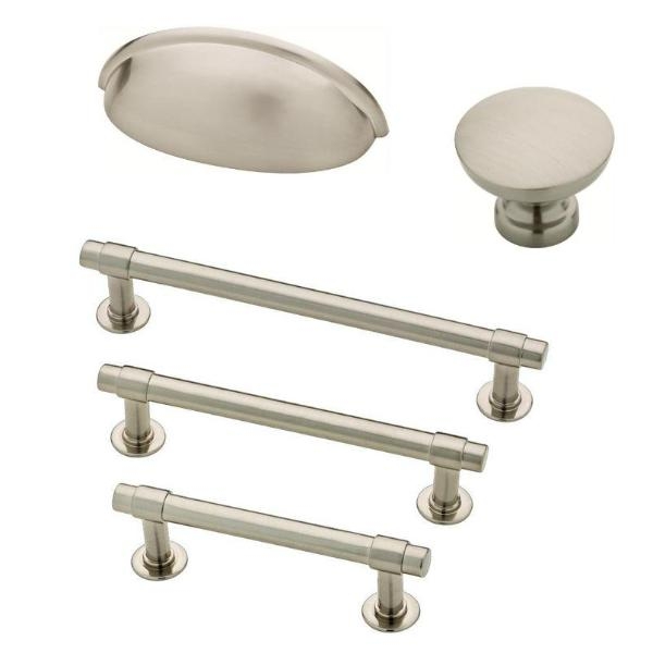 Drawer Pull Cup Pull Satin Nickel Farmhouse Style Round Knob