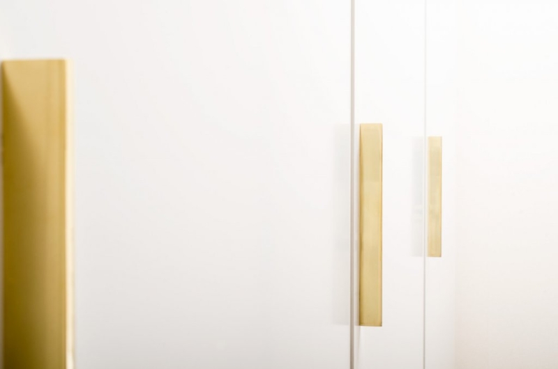 Drawer Pull Extra Long Length Brushed Brass Finish Vertical Mount