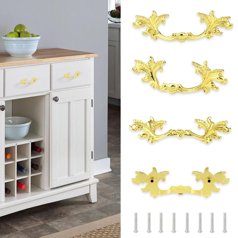 Drawer Pull French Provincial Polished Gold Scrollwork