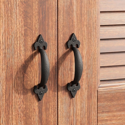 Drawer Pull Hand Forged Iron Hammered Finish Rustic Farmhouse