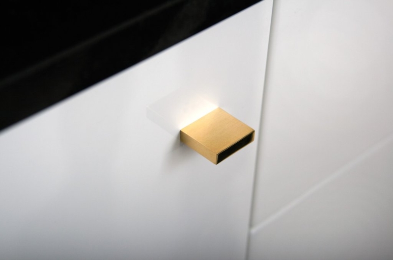 Drawer Pull L-Shaped Profile Edge Mount Brushed Brass Low Profile