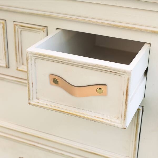 Drawer Pull: Leather Like Loop Silhouette with Gold Stud Detail