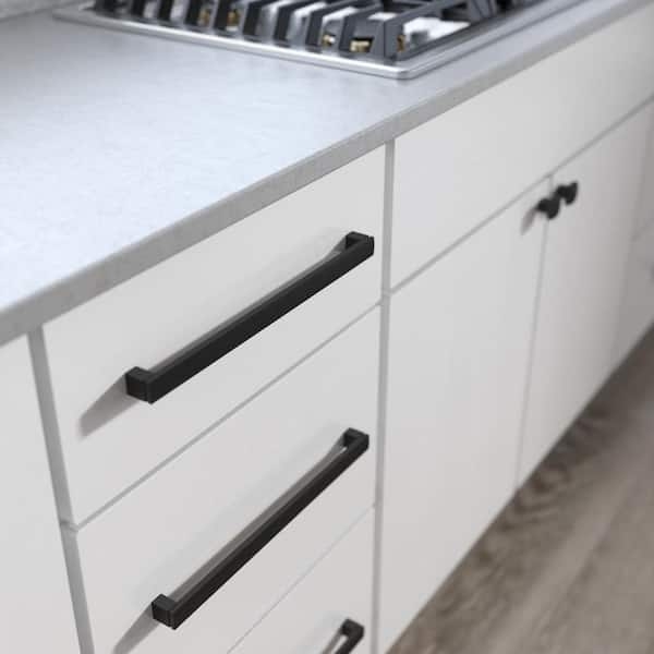 Drawer Pull Matte Black Slim Profile Geometric Ends Contemporary Hardware