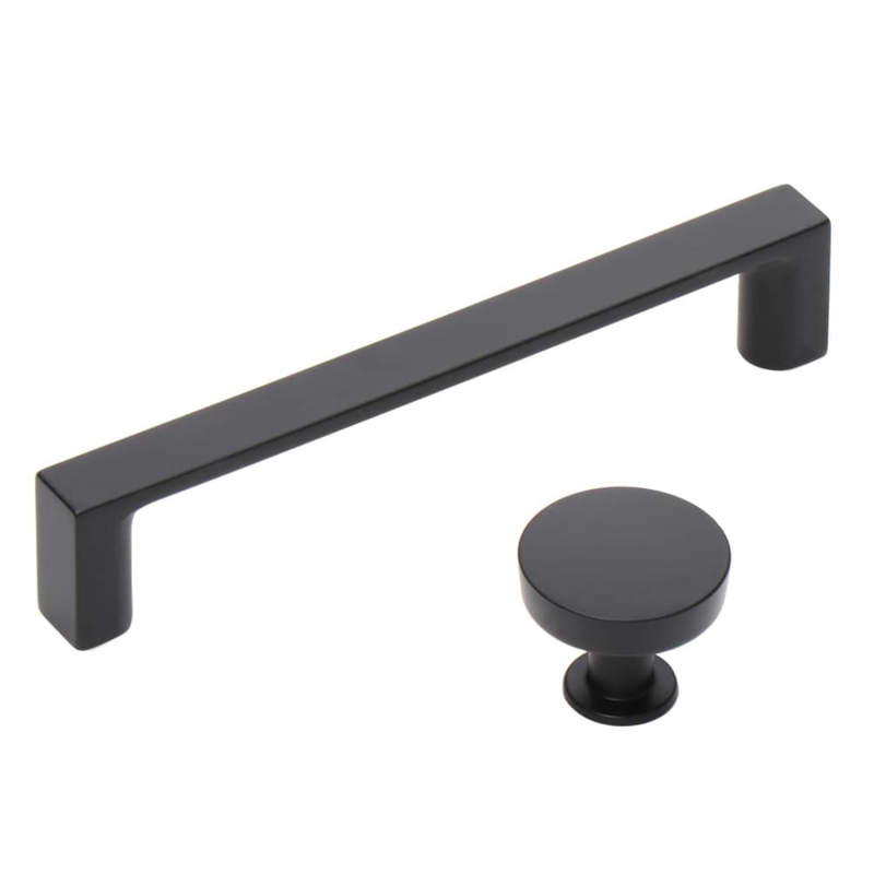Drawer Pull: Rectangular Bar Handle with Square Ends, Matte Finish
