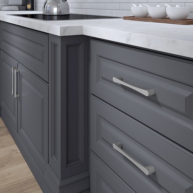 Drawer Pull Round Base Brushed Nickel Finish Cylindrical Handle