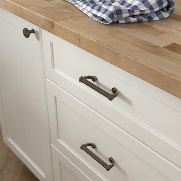 Drawer Pull Rustic Bin Style Warm Chestnut Finish Cup Silhouette