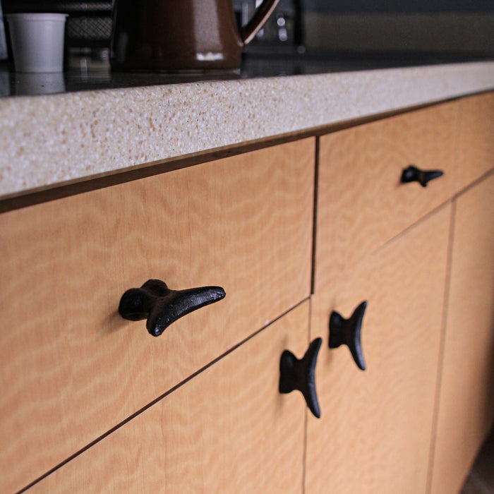 Drawer Pull White Cast Iron Cleat Rustic Beach House Hardware