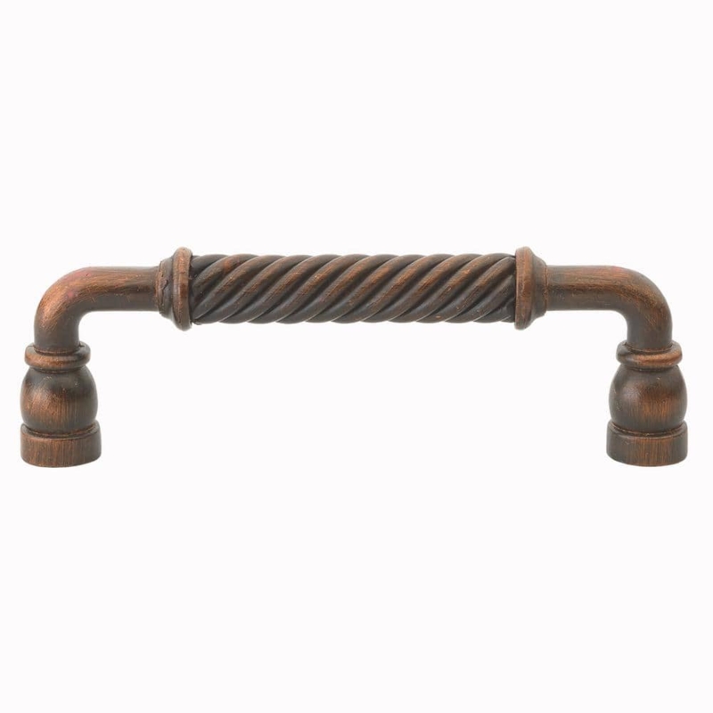 Drawer Pulls Rustic Bronze Twisted Steel Design with Round Bases