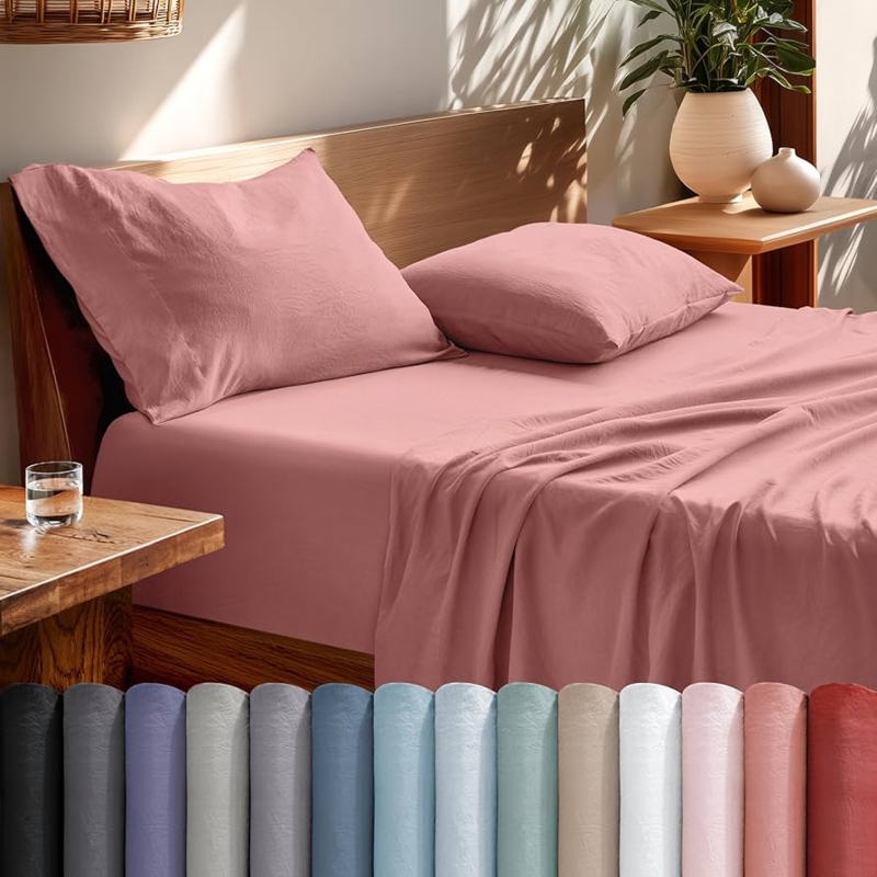 Dusty Rose Sheet Set | Stonewashed Microfiber Bedding Sets