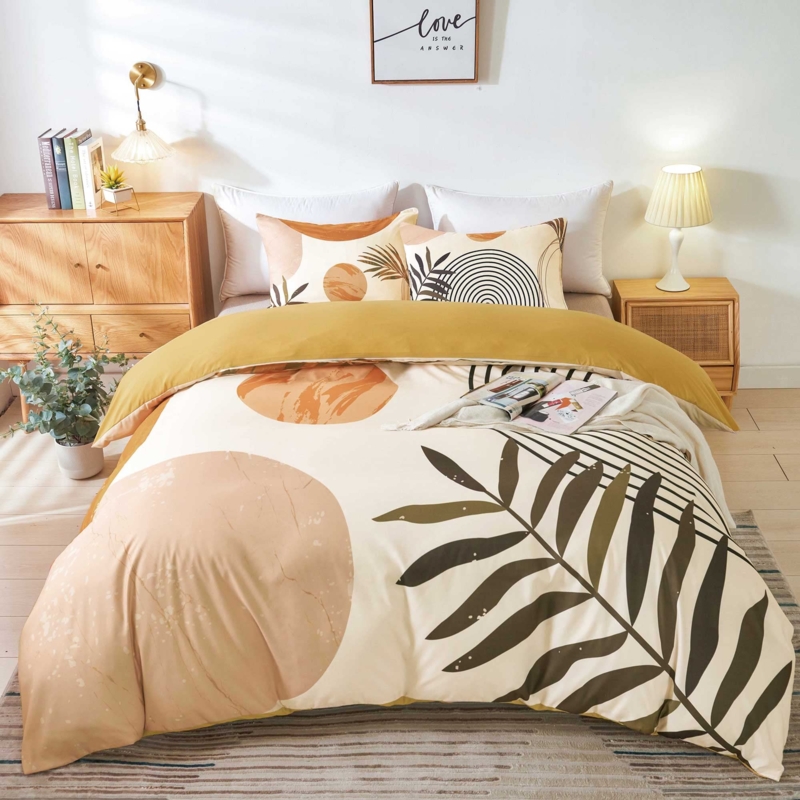 Duvet Cover Abstract Arch Sun Beige Mid Century Modern Boho Bedding Set
