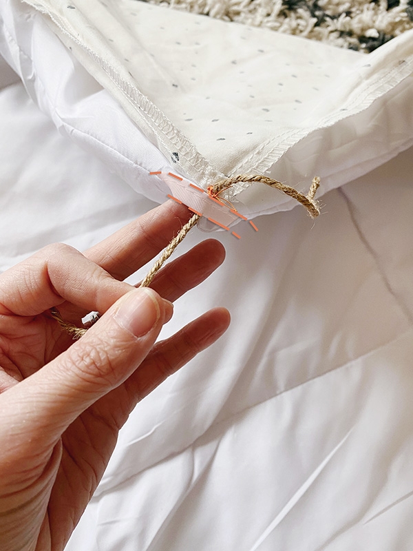 Duvet Cover Detail Ribbon Closure for Secure Bedding