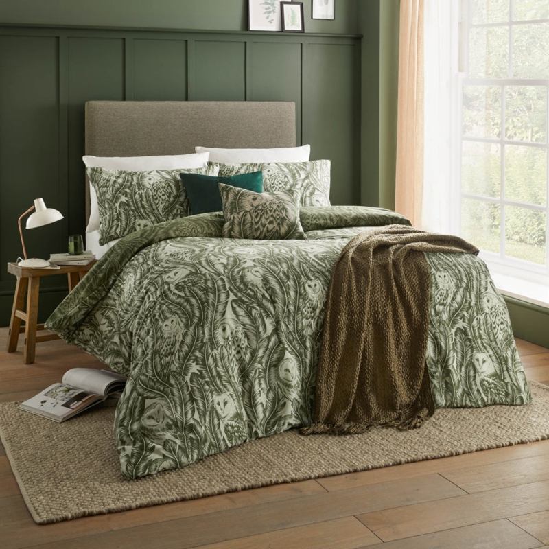 Duvet Cover Forest Green Honeycomb Waffle Oxford Edge