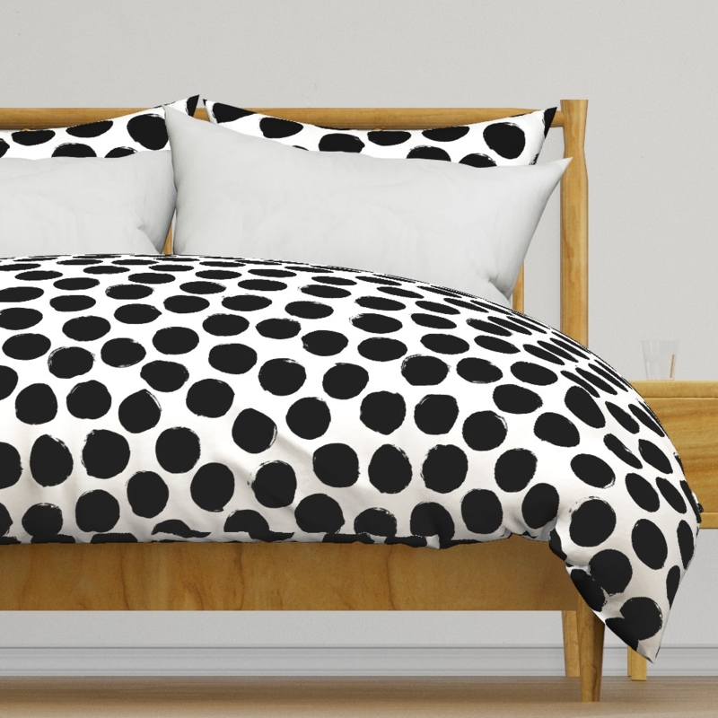 Duvet Cover Large Scale Dots Hand Drawn Scandinavian Black And White