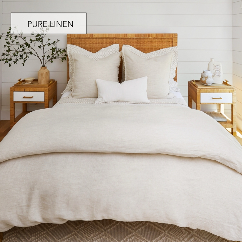 Duvet Cover Natural Beige Linen Like Woven Texture Scandinavian