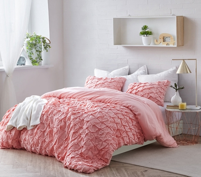 Duvet Cover Pink Layered Pleats | Shabby Chic Ruffled Pink Bedding