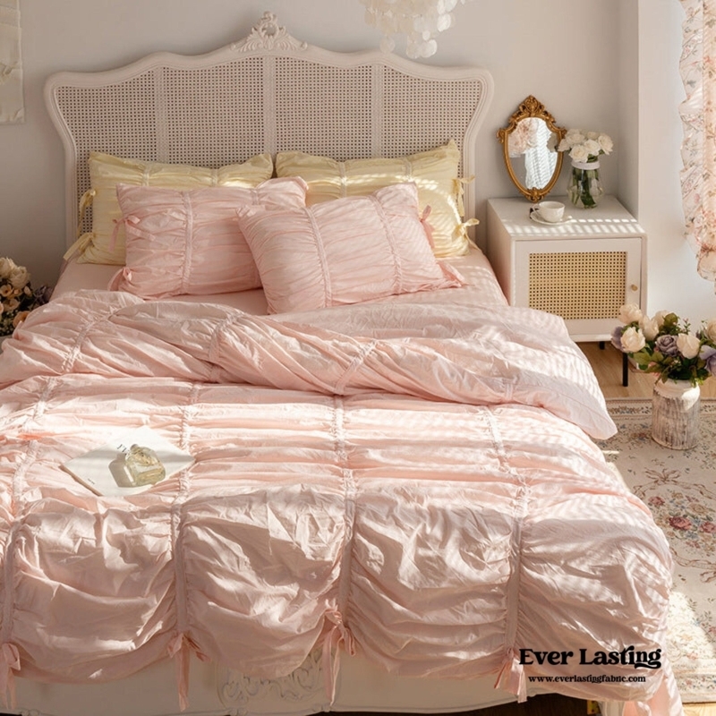 Duvet Cover: Ruffled Trim with Ribbon Ties and Bow Accents, Coquette