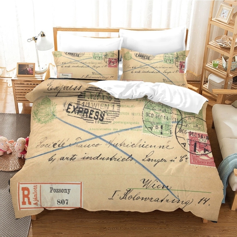 Duvet Cover Set 3D Envelope Graphic Red Wax Seal Eclectic Decor