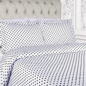 Duvet Cover Set 600 Thread Count Small Polka Dot Navy Crisp Bedding