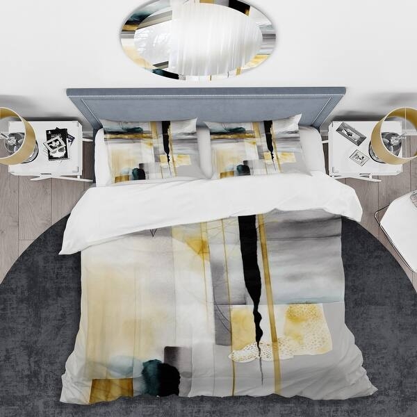 Duvet Cover Set Abstract Black Shapes Transitional Design