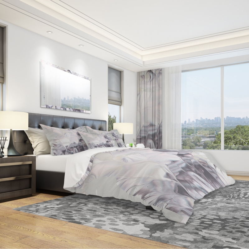 Duvet Cover Set: Abstract Gray Geometric Pattern
