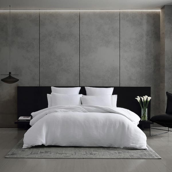 Duvet Cover Set Architectural Pleats Matte Finish Luxury