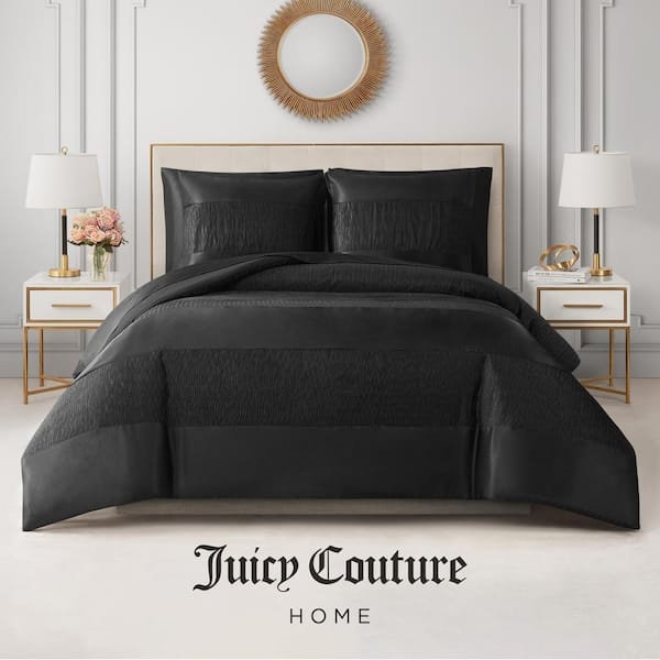 Duvet Cover Set Black Gold Branded Logo Print Microfiber Bold