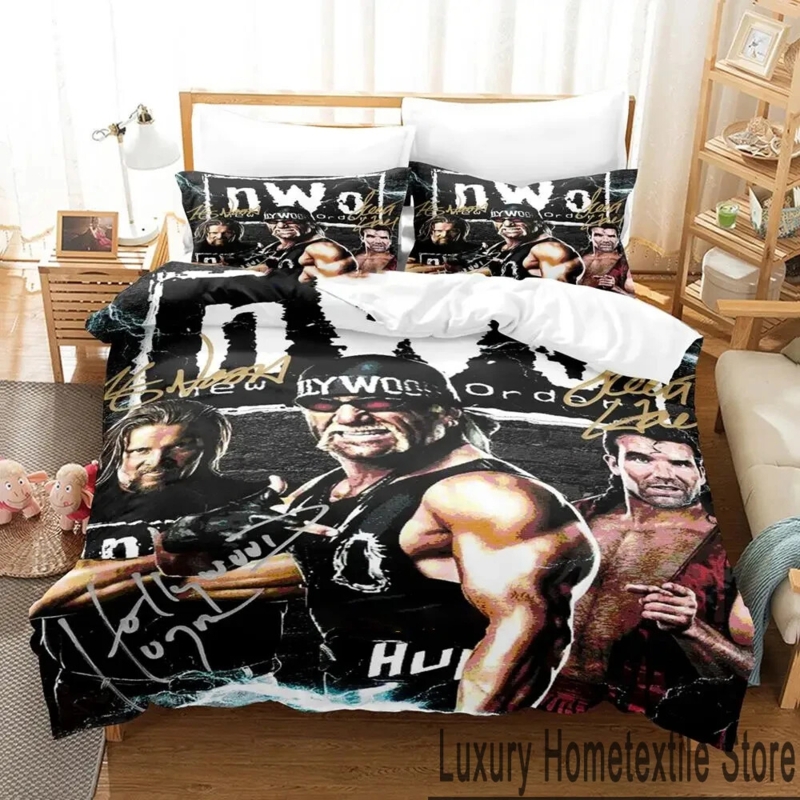 Duvet Cover Set Black Graphic Logo High Contrast Sports Theme