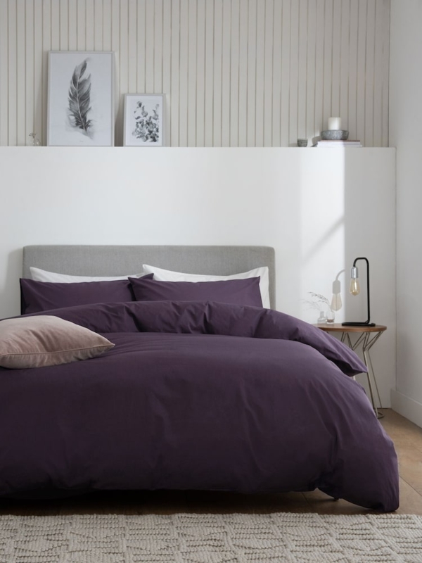 Duvet Cover Set Blackberry Hue Solid Plain Color Moody