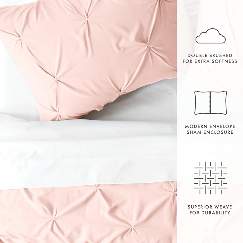 Duvet Cover Set Blush Pink Pinch Pleat Texture Modern Romantic